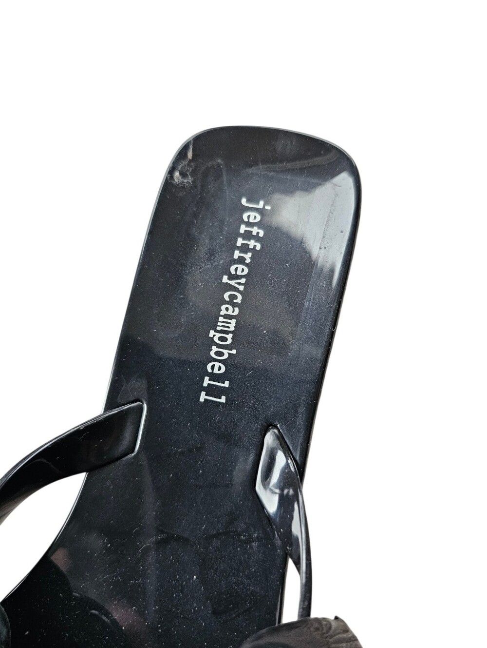 Jeffrey Campbell Fleuris Jelly Flip Flop Black Floral Thong Sandals Size 8 - Picture 4 of 6